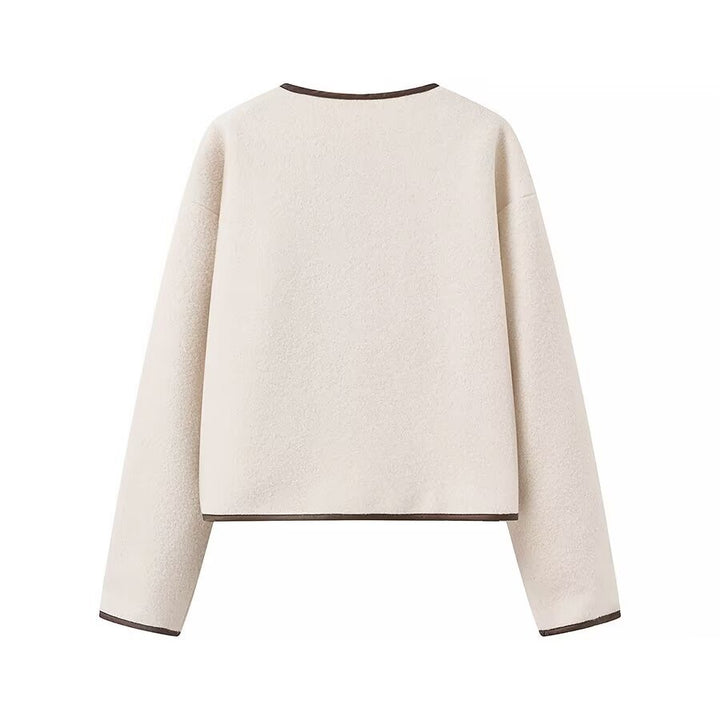 Short fleece jacket for ladies with decorative drawstring and side pockets Lune London