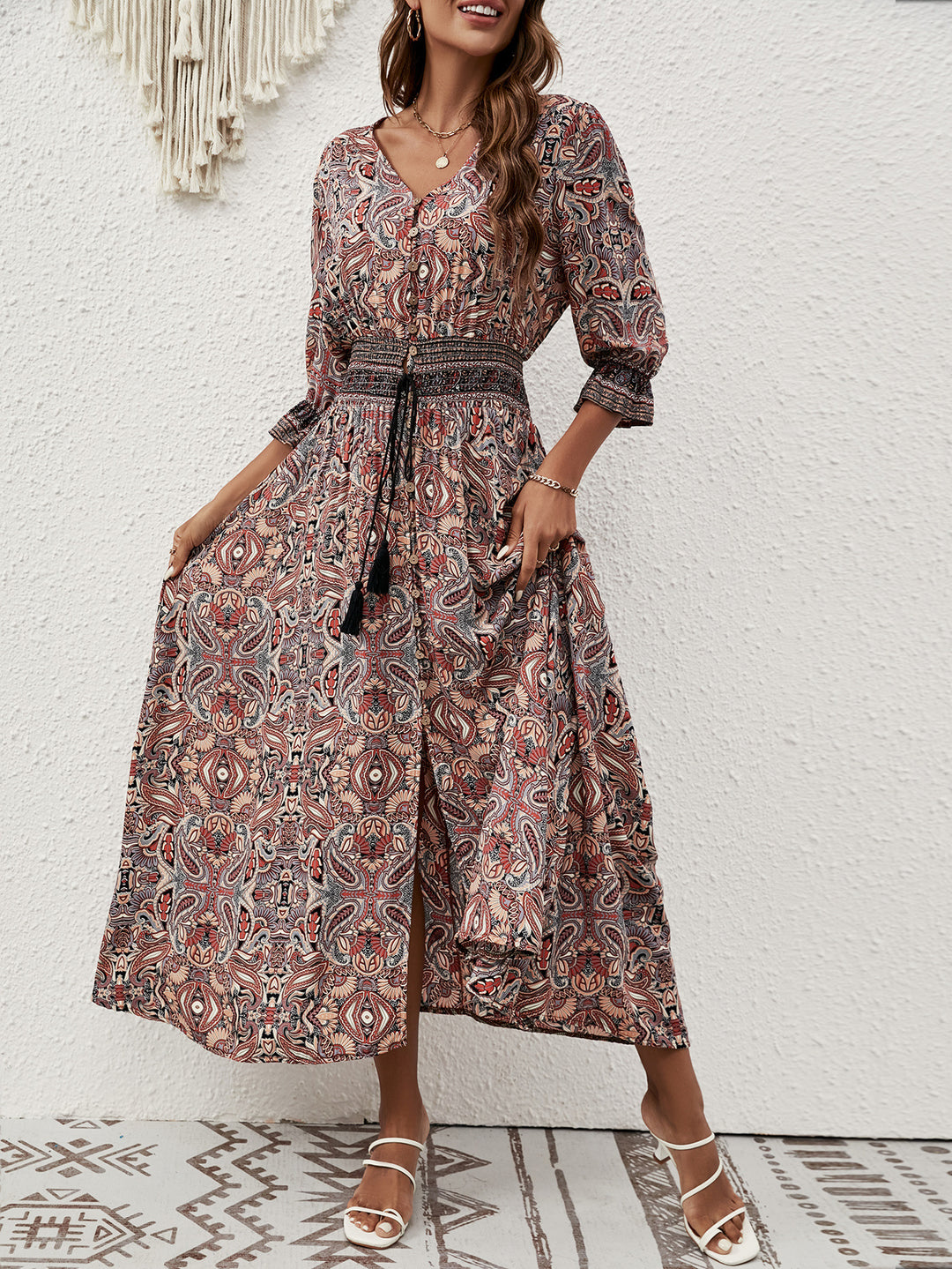 Bohemian long button maxi dress Lune London for women