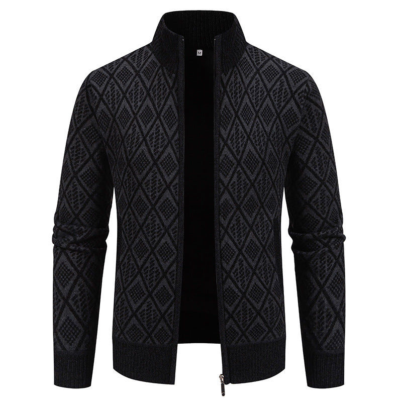 Men's knitted jacket with structured design and high collar Lune London