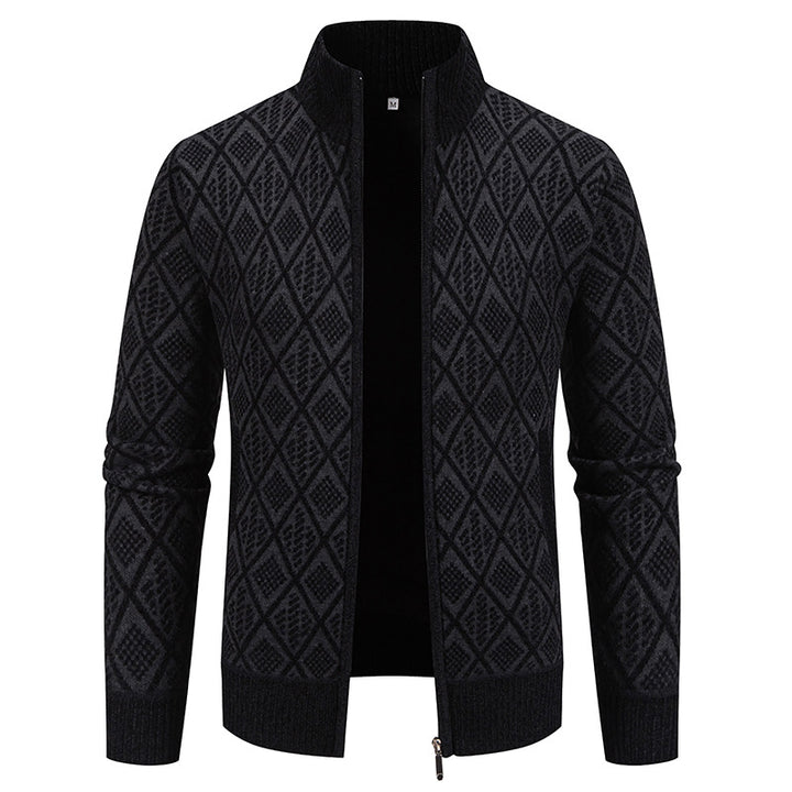 Men's knitted jacket with structured design and high collar Lune London