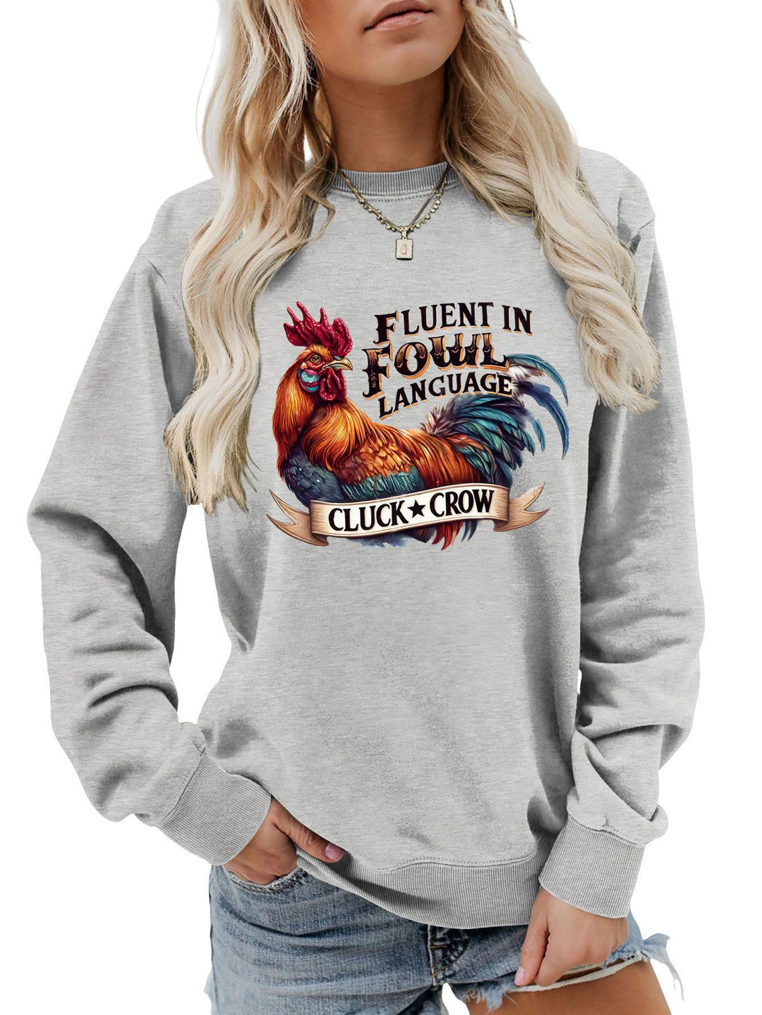 Sweat-shirt pour femmes avec motif de poulet humoristique et coupe confortable Chic & Stil