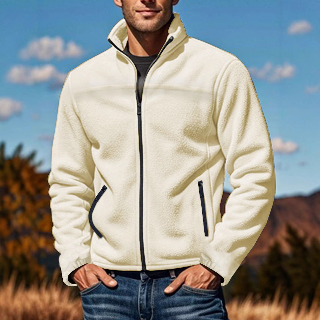 Fleece jacket for men with high collar and practical zip pockets Lune London
