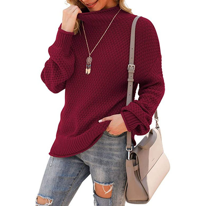Chunky knit sweater for women with high collar and trendy structure Lune London