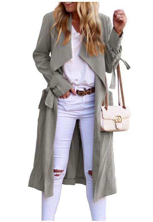 Fluid trench coat for women with tie belt and large collar Lune London