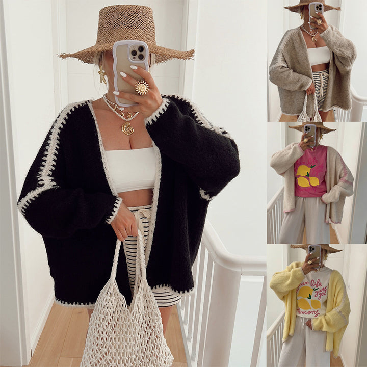 Casual knit cardigan for women with attractive contrast details Lune London