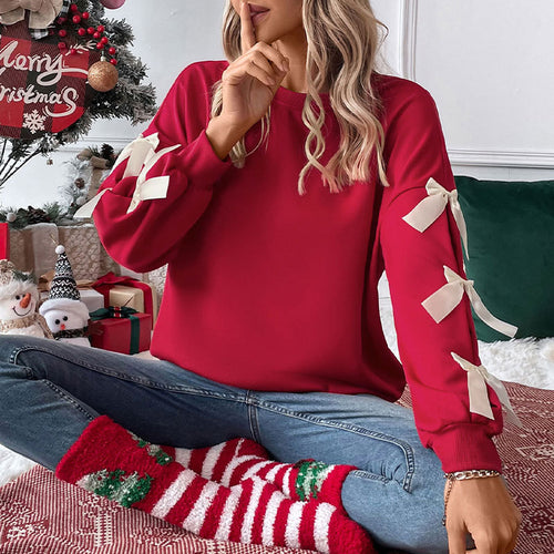 Ladies sweatshirt with ruffle and bow details Lune London