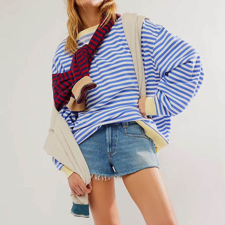 Casual sweatshirt for women with colorful striped pattern and comfortable fit Lune London
