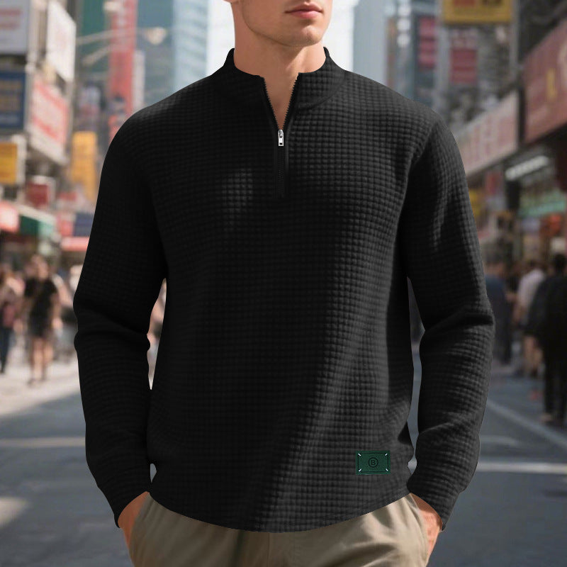 Modular pullover for men with half-zip Lune London