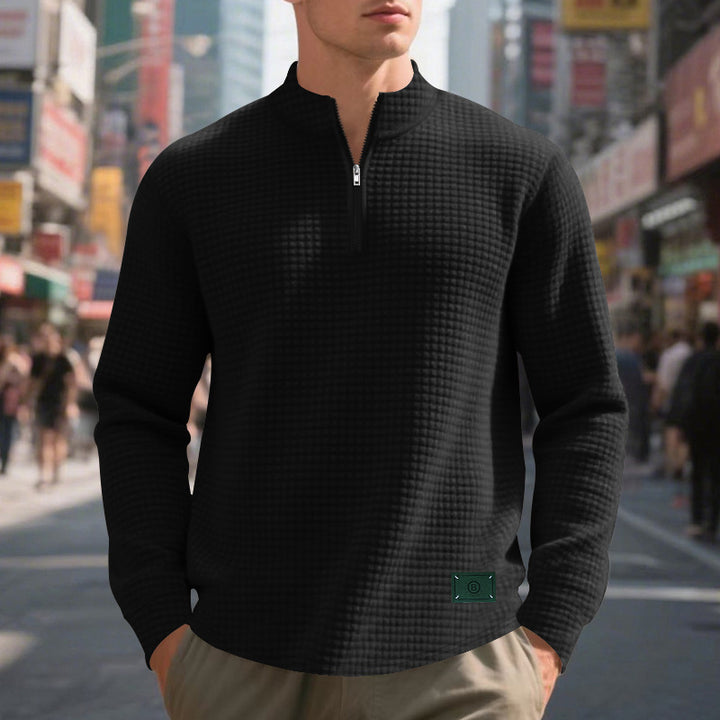 Modular pullover for men with half-zip Lune London