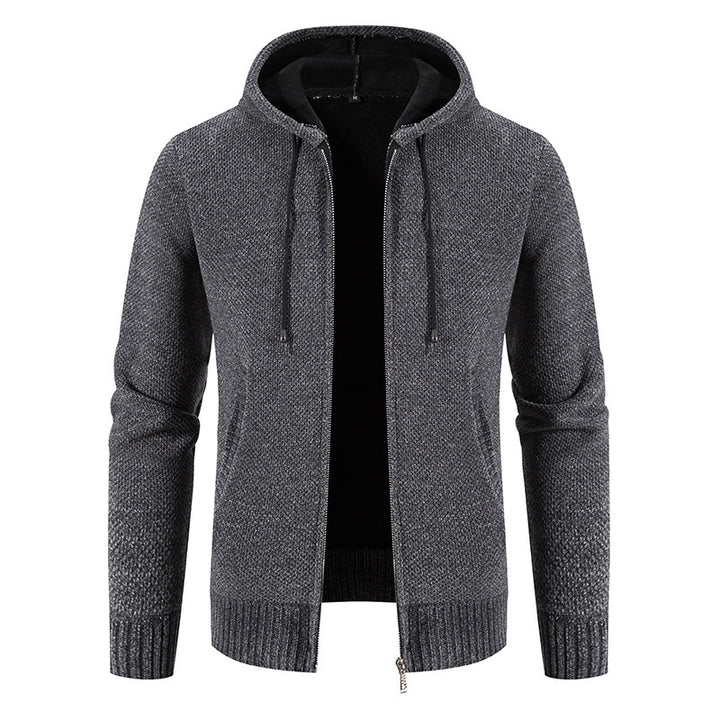 Men's knit hoodie jacket with structured design Lune London