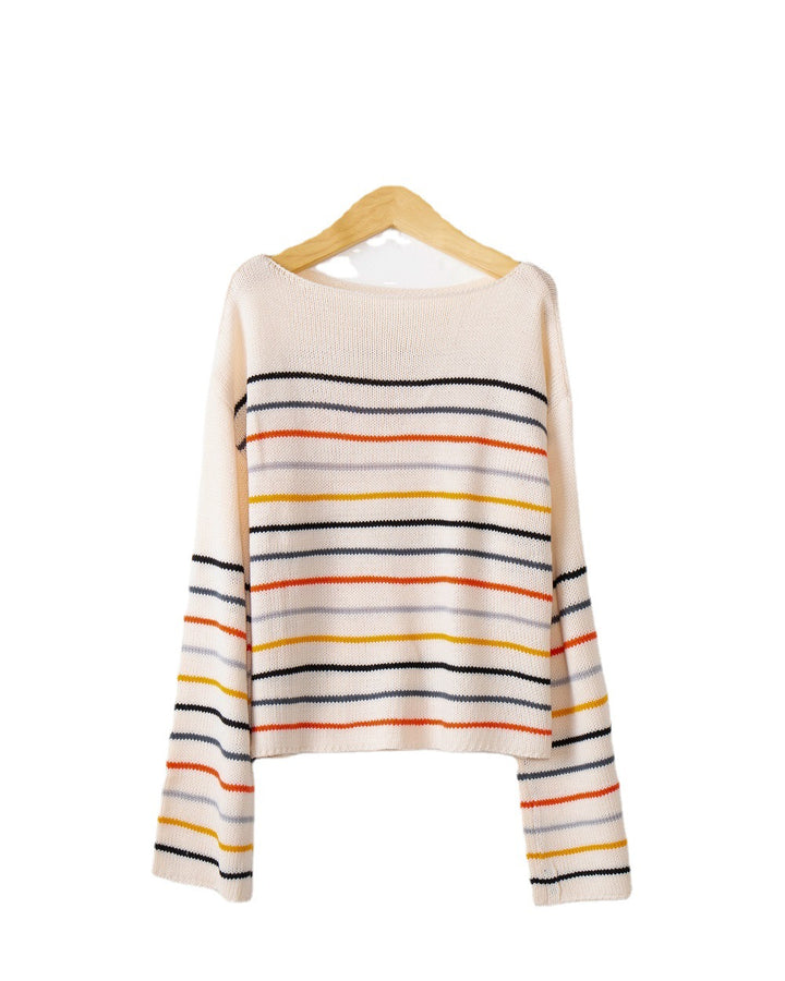 Women Striped oversized sweater in soft material with wide cut Lune London