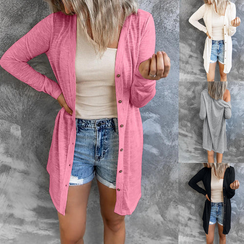 Long cardigan for women with practical buttons and a relaxed fit Lune London