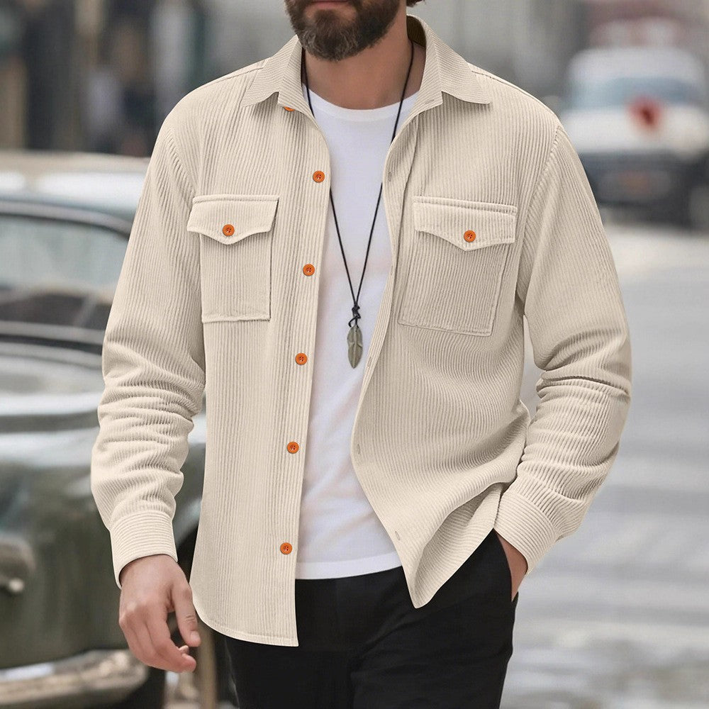Corduroy shirt for men with double chest pockets and modern fit Lune London