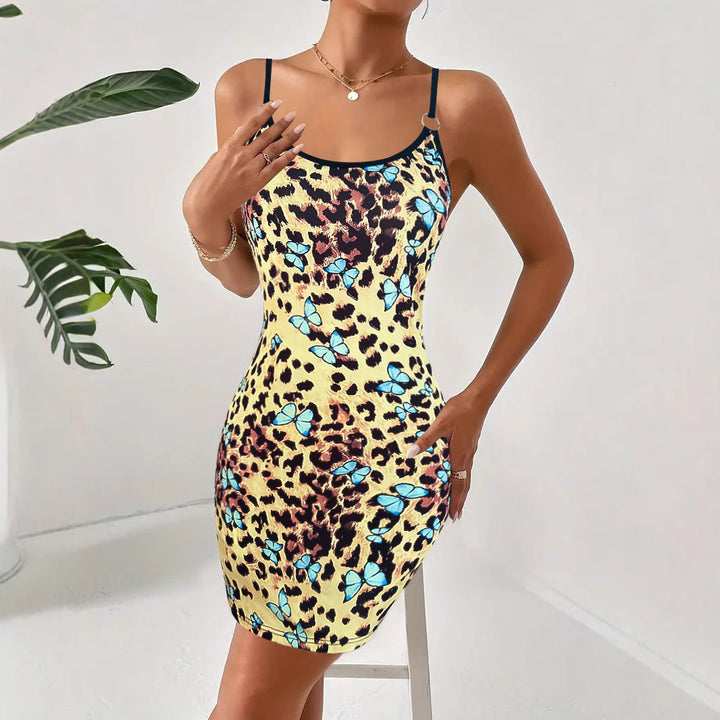 Mini bodycon dress for women with butterfly and animal print design Lune London