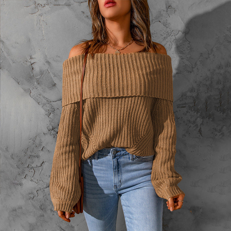 Ladies Off-Shoulder Knit Sweater Lune London