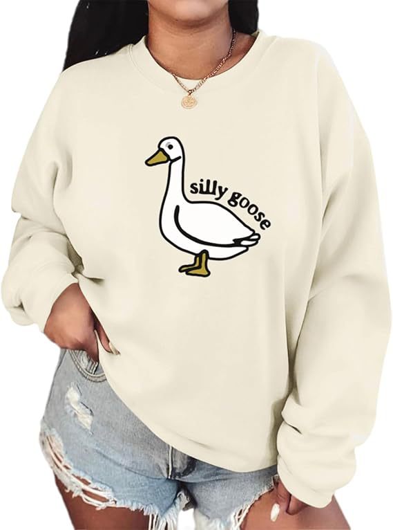 Sweatshirt pour femme avec motif de canard ludique et coupe décontractée Chic & Stil