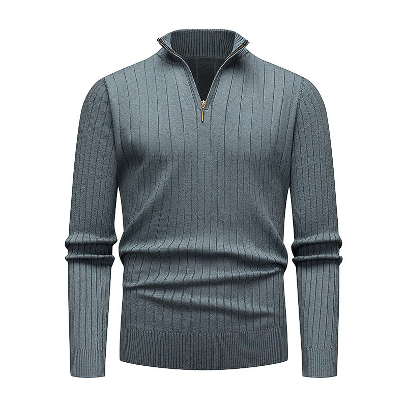 Premium knitted sweater for men with modern high collar and zipper Lune London