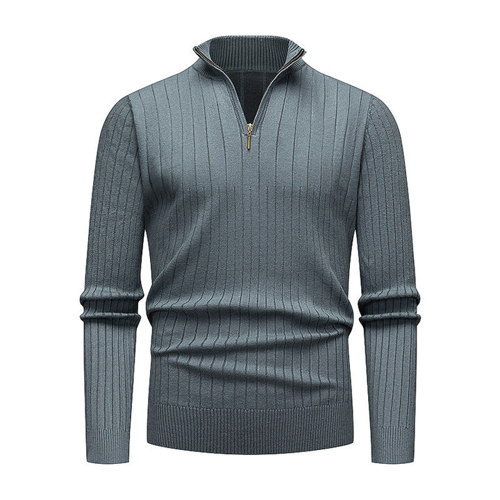 Premium knitted sweater for men with modern high collar and zipper Lune London