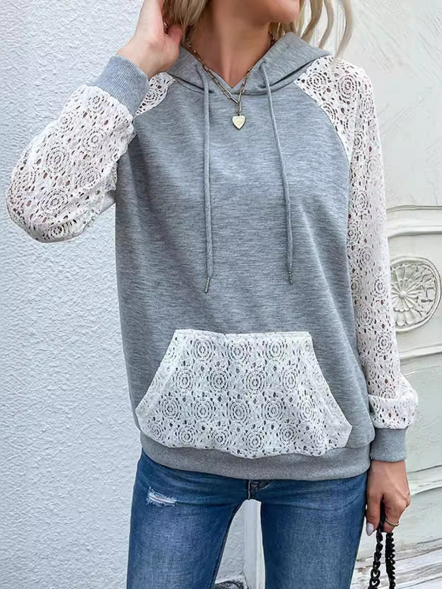 Hoodie for women with delicate lace details Lune London