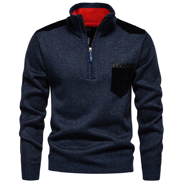 Men's high collar pullover with contrasting details and practical pockets Lune London