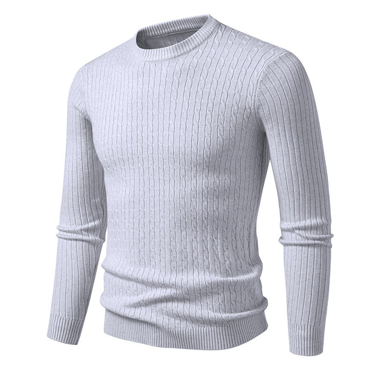 Trendy knitted sweater for men with a fine cable knit pattern.