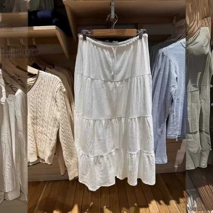 Jupe maxi décontractée pour femmes avec design volumineux à étages Chic & Stil