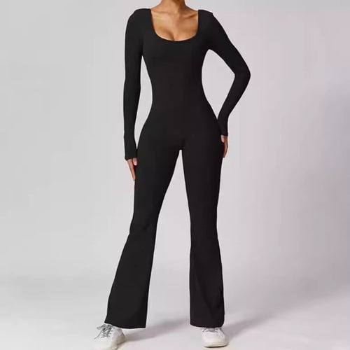 Ladies Long Sleeve Sporty Jumpsuit with Fitted Cut Lune London