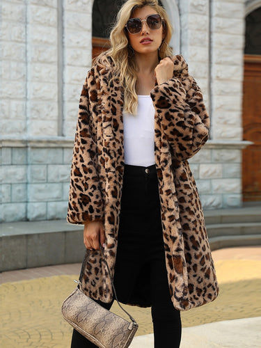 Ladies elegant leopard fur coat Lune London