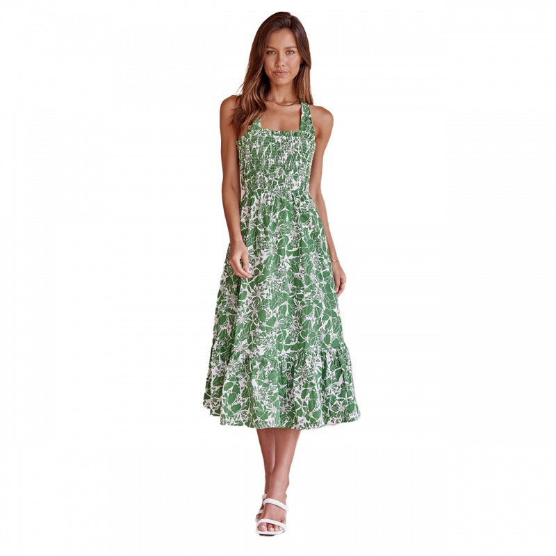 Robe maxi pour femmes avec un design floral romantique et un cordon de taille élastique Chic & Stil