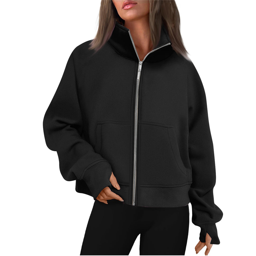 Comfortable zip sweatshirt for women with high collar Lune London