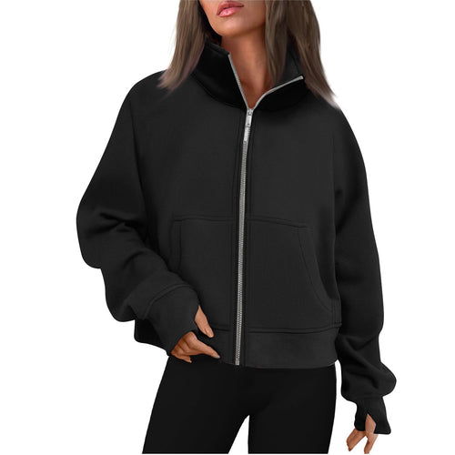 Comfortable zip sweatshirt for women with high collar Lune London