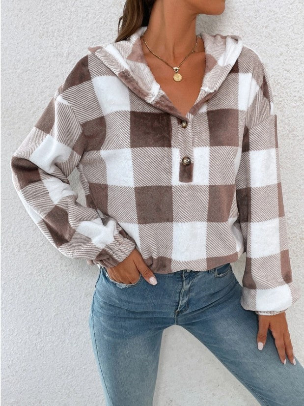 Ladies Chic and Stylish Checkered Hoodie