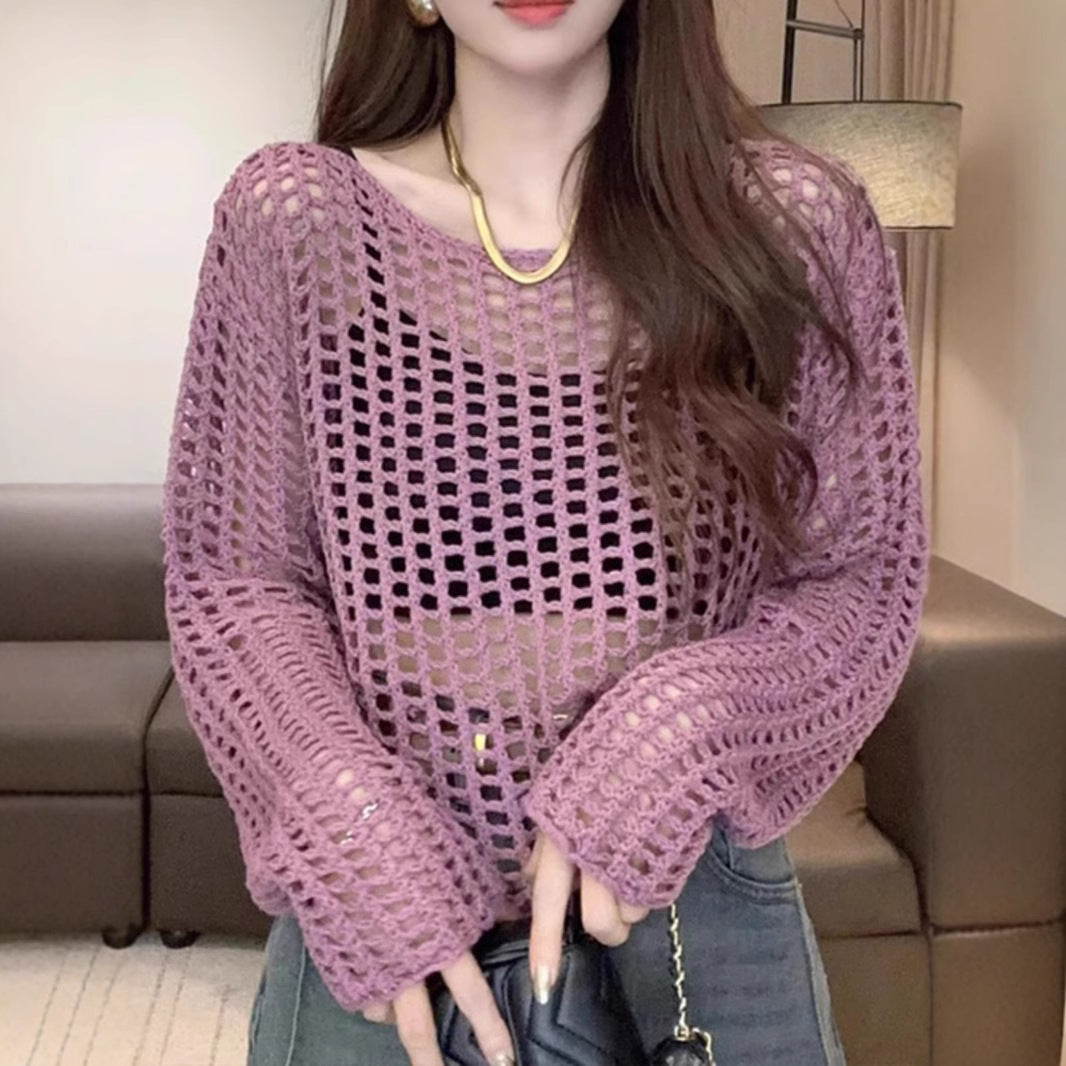 Lightweight knitted sweater for women with Lune London mesh design