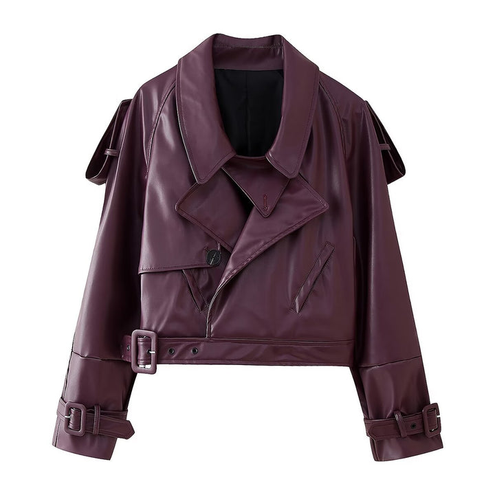 Asymmetrical faux leather biker jacket for women with practical pockets Lune London