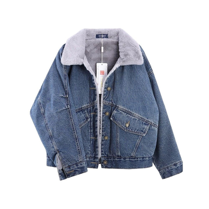 Veste en jean matelassée pour femmes avec doublure en polaire douce et poches classiques Chic & Stil