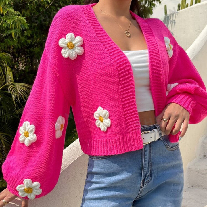 Lune London fancy floral pattern knitted short cardigan for women