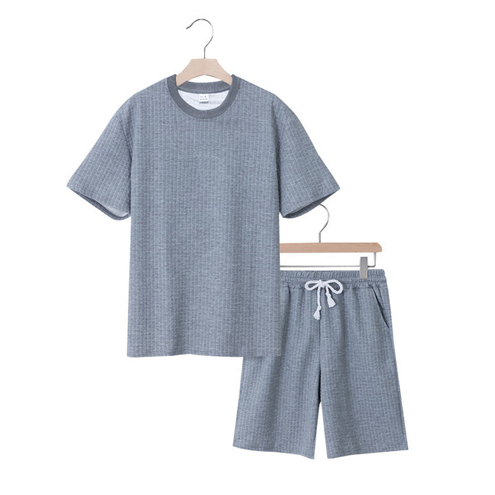 Casual short-sleeve set for women with textured top and shorts Lune London