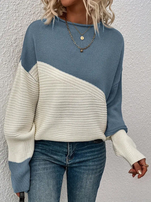 Pull en tricot décontracté pour femmes avec un design texturé et des blocs de couleur modernes Chic & Stil