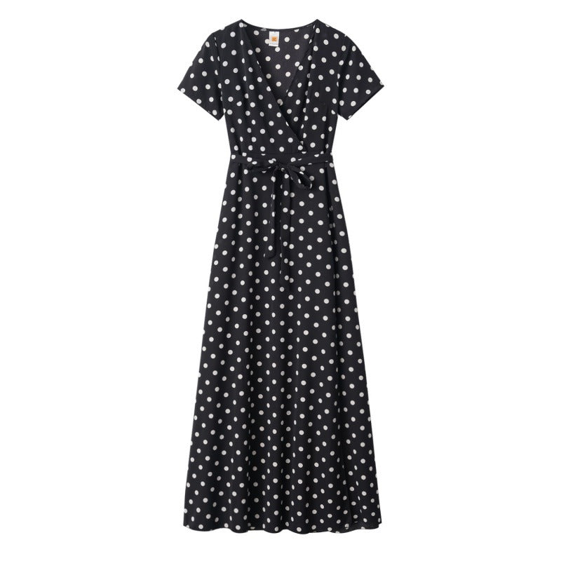 Robe maxi femme avec design floral enroulé et taille élégante Chic & Stil