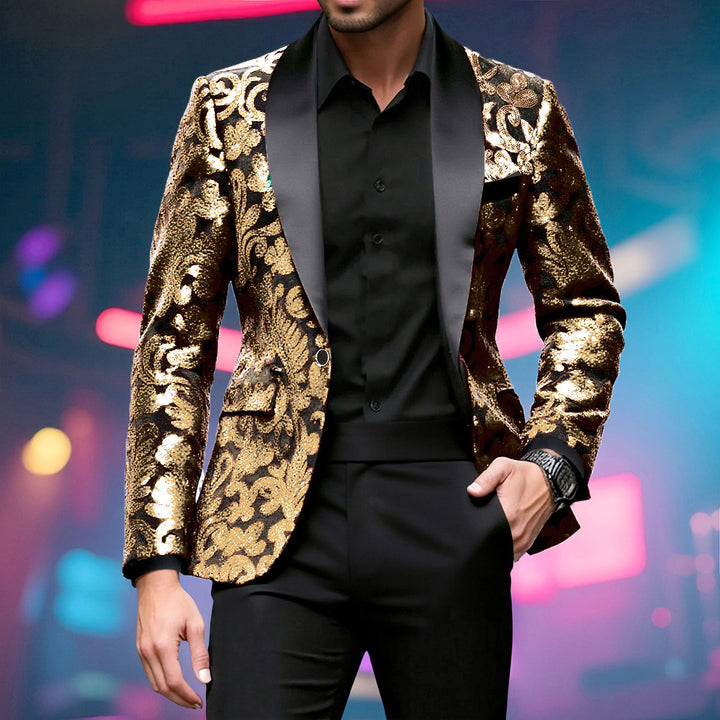 Sparkling sequined jacket for men with floral design Lune London