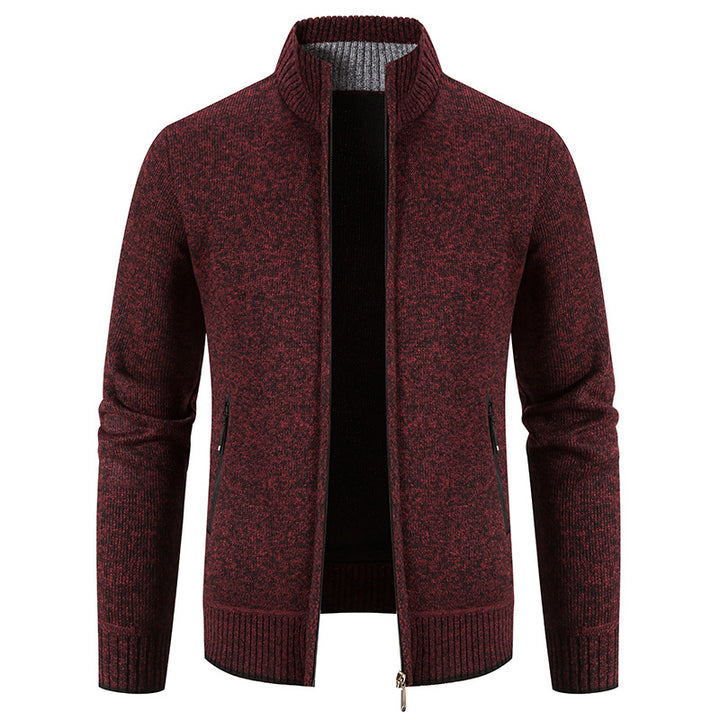 Men's knit jacket with high collar and practical zippered pockets Lune London