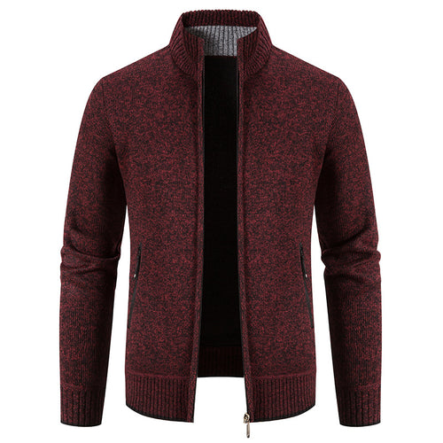 Men's knit jacket with high collar and practical zippered pockets Lune London