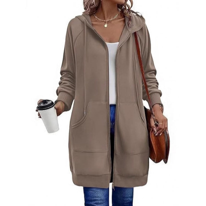 Fashion hooded jacket for women with side pockets and zipper Lune London