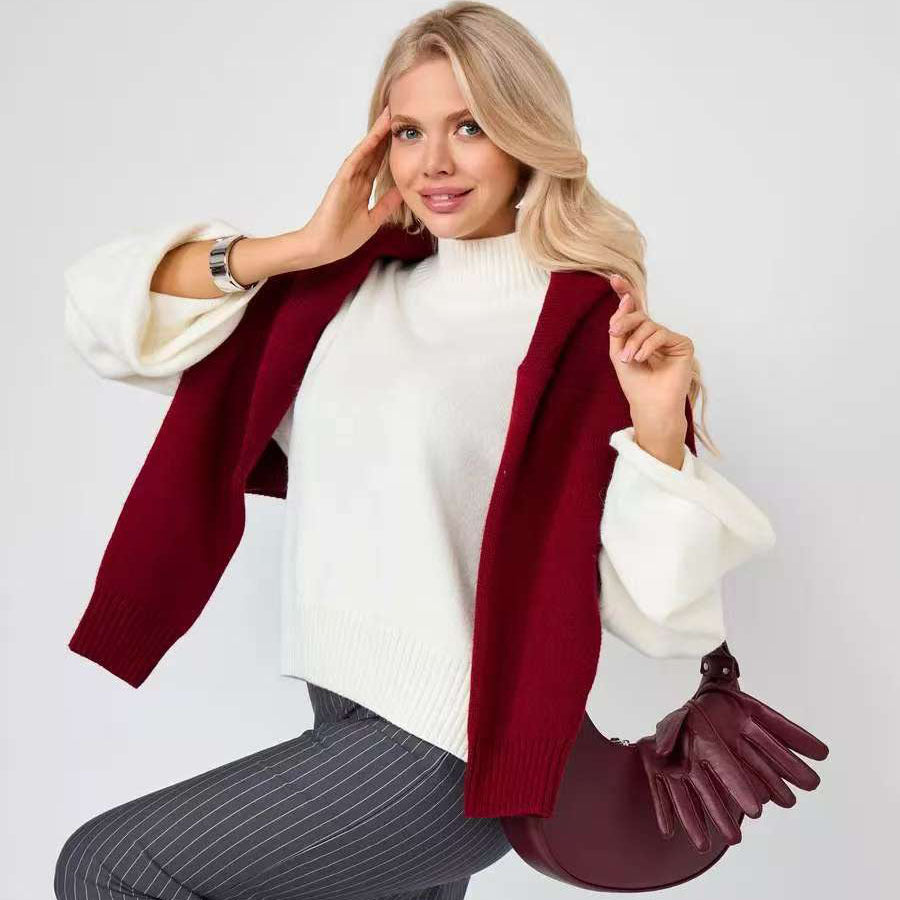 Ladies elegant oversized sweater with a loose fit and high collar Lune London