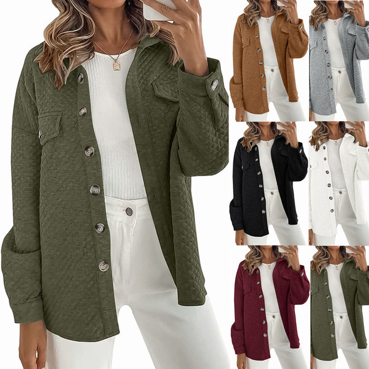 Plus size women's quilted jacket with pockets and classic collar Lune London