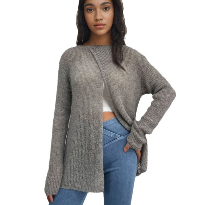 Ladies airy knitted sweater with transparent design Lune London