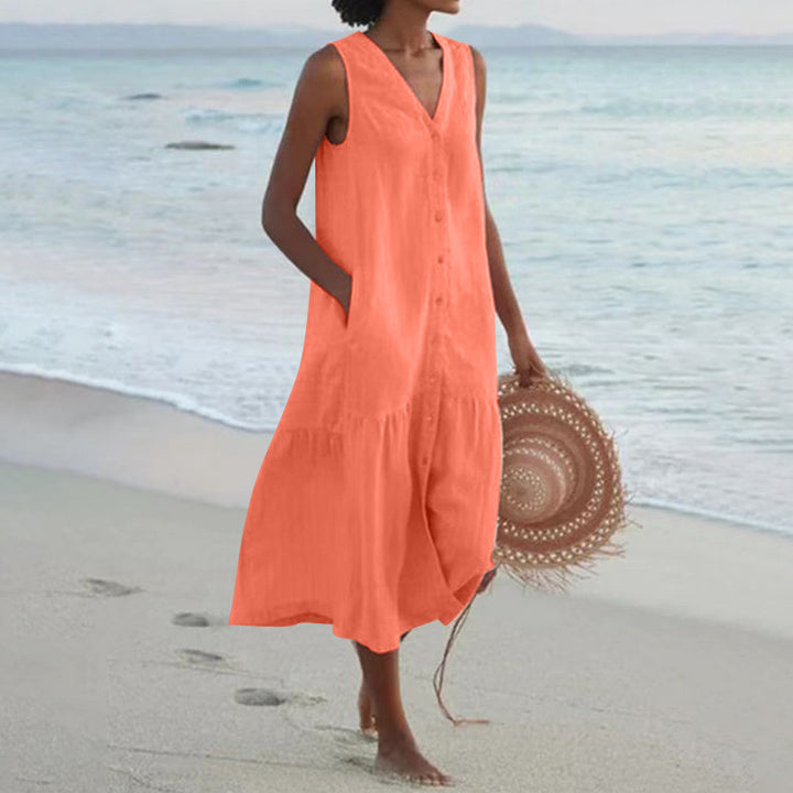 Ladies chic summer linen dress