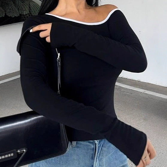 Ladies Raglan Long Sleeve T-shirt with Asymmetrical Neckline Lune London