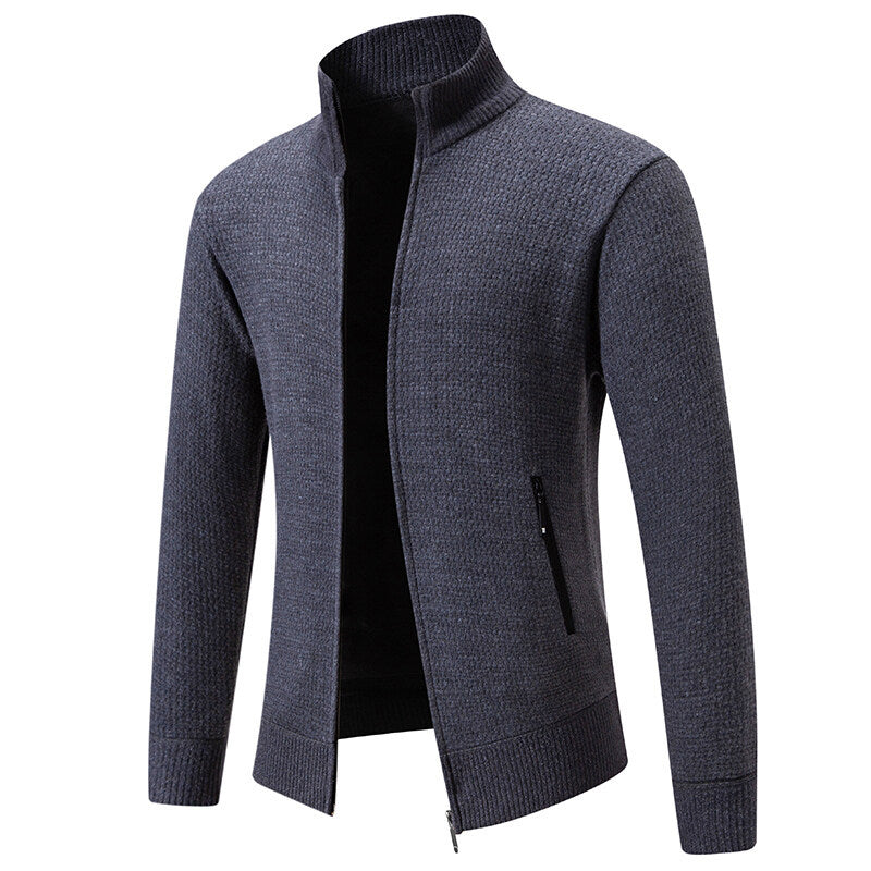Men's knitted jacket with modern zipper and practical pockets Lune London