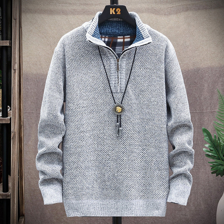 Half-zip knitted sweater for men with varied textures Lune London